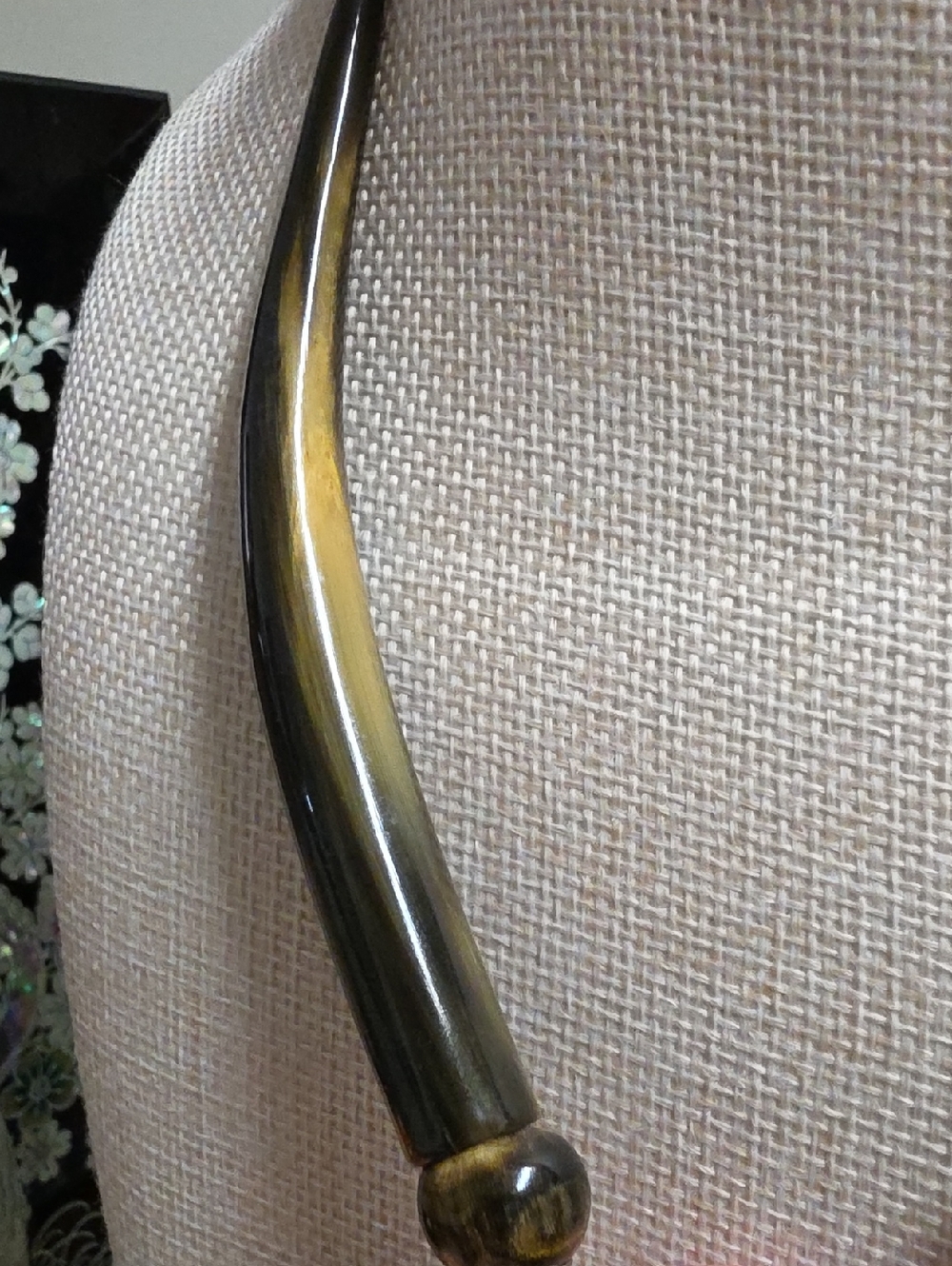 Vintage Hand Carved Polished Natural  Horn Mid Century Modern Statement Necklace - Picture 2 of 7